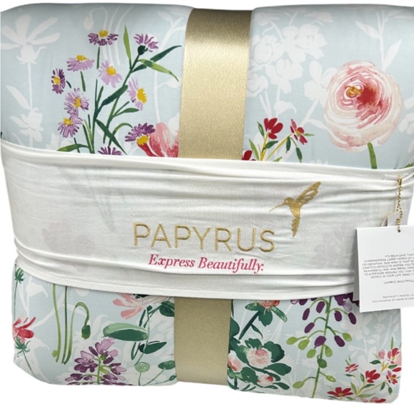 Papyrus Sateen 3 Piece Blue and Multicolor Floral Queen Comforter Set 90”x90”